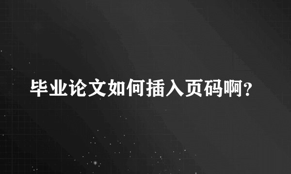 毕业论文如何插入页码啊？