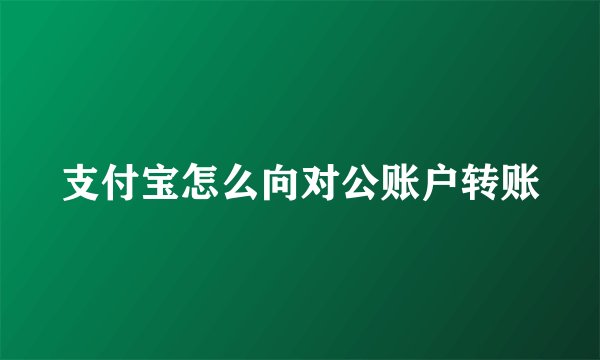 支付宝怎么向对公账户转账