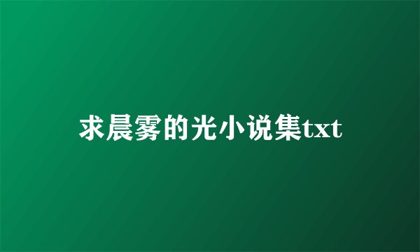 求晨雾的光小说集txt