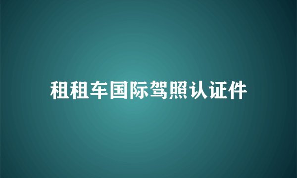 租租车国际驾照认证件
