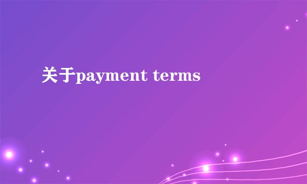 关于payment terms