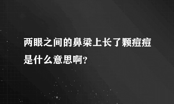 两眼之间的鼻梁上长了颗痘痘是什么意思啊？