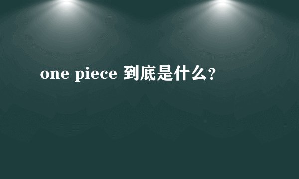one piece 到底是什么?