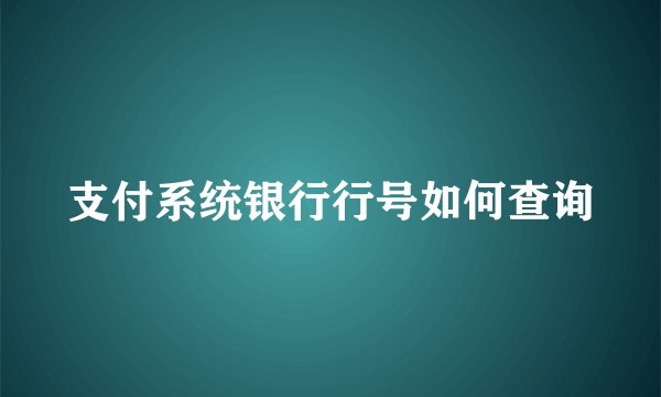 支付系统银行行号如何查询