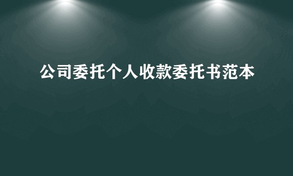 公司委托个人收款委托书范本