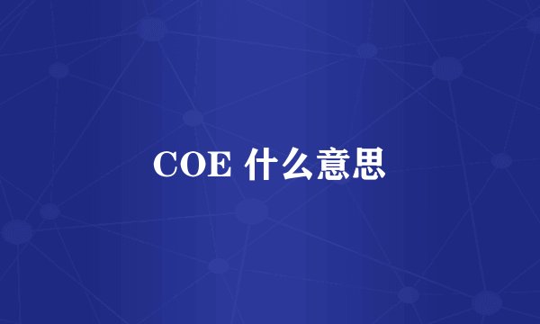 COE 什么意思