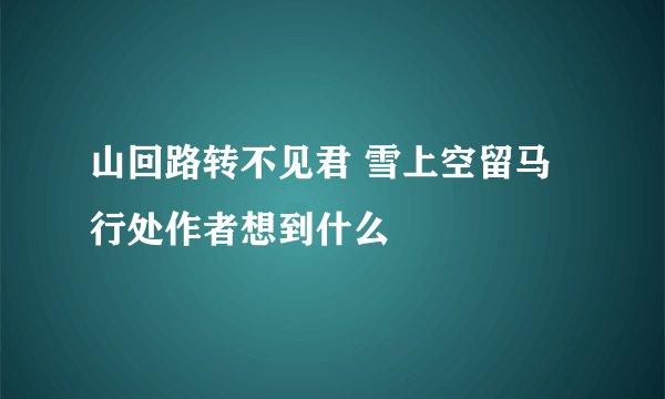 山回路转不见君 雪上空留马行处作者想到什么