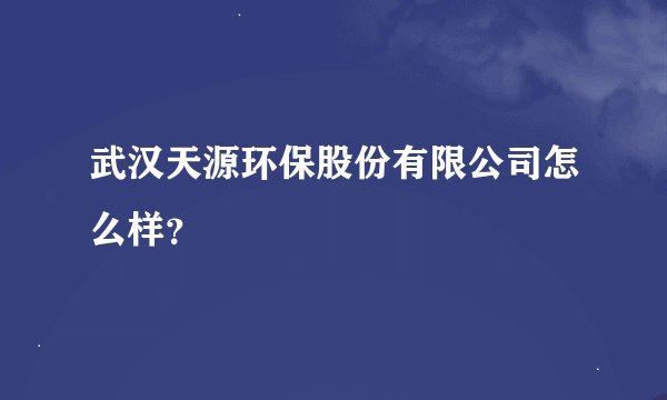武汉天源环保股份有限公司怎么样？