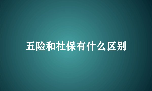 五险和社保有什么区别