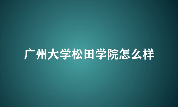 广州大学松田学院怎么样
