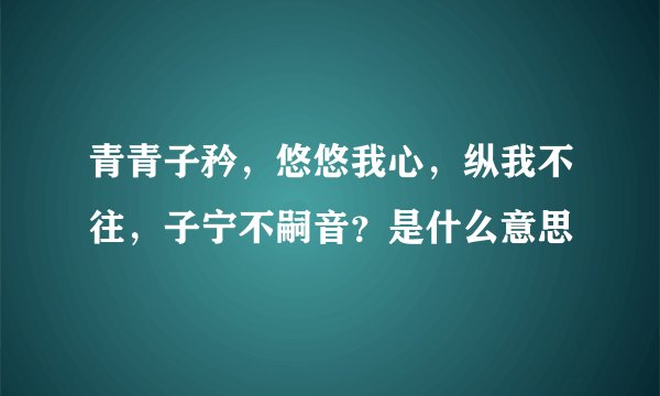 青青子矜，悠悠我心，纵我不往，子宁不嗣音？是什么意思