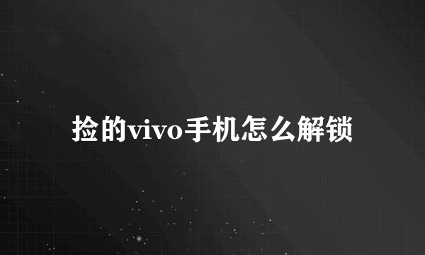 捡的vivo手机怎么解锁