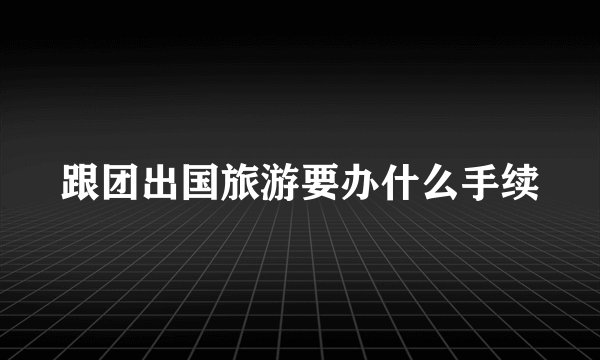 跟团出国旅游要办什么手续
