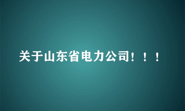 关于山东省电力公司！！！