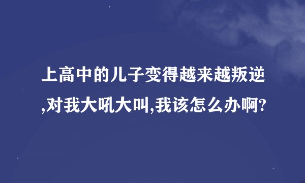 上高中的儿子变得越来越叛逆,对我大吼大叫,我该怎么办啊?