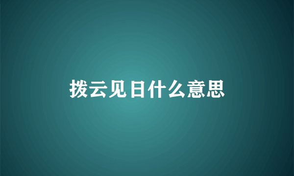 拨云见日什么意思