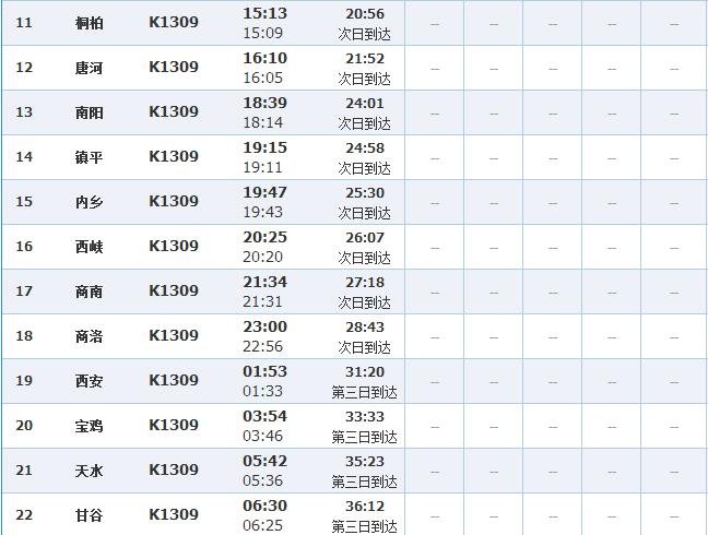 西宁站的列车时刻表