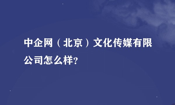 中企网（北京）文化传媒有限公司怎么样？