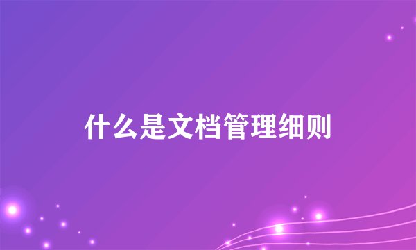什么是文档管理细则