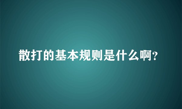 散打的基本规则是什么啊？
