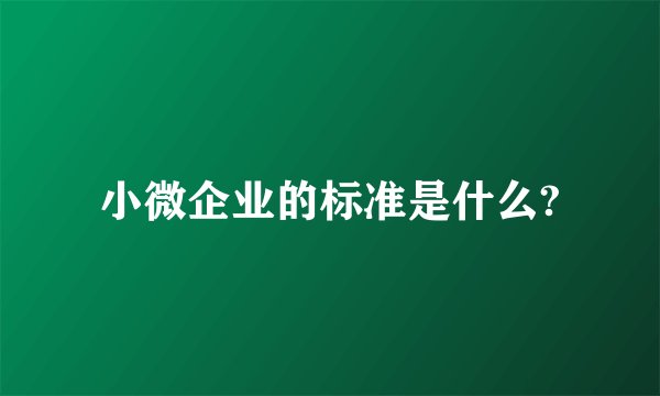 小微企业的标准是什么?