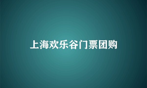 上海欢乐谷门票团购