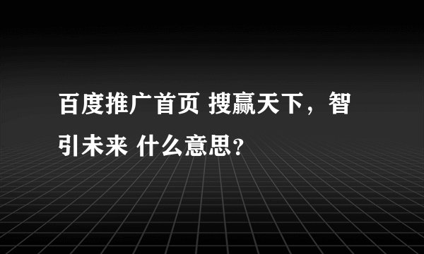 百度推广首页 搜赢天下，智引未来 什么意思？
