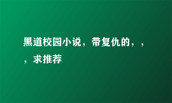 黑道校园小说，带复仇的，，，求推荐