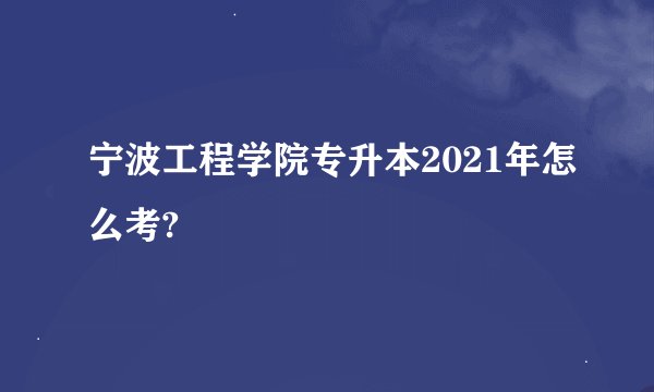 宁波工程学院专升本2021年怎么考?