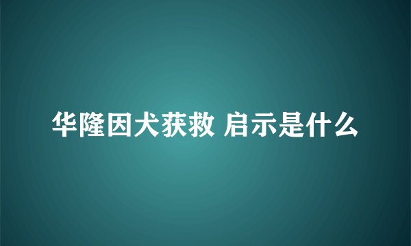华隆因犬获救 启示是什么