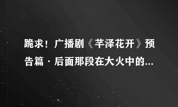 跪求！广播剧《芊泽花开》预告篇·后面那段在大火中的背景音乐是什么