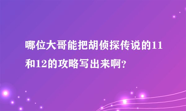 哪位大哥能把胡侦探传说的11和12的攻略写出来啊？