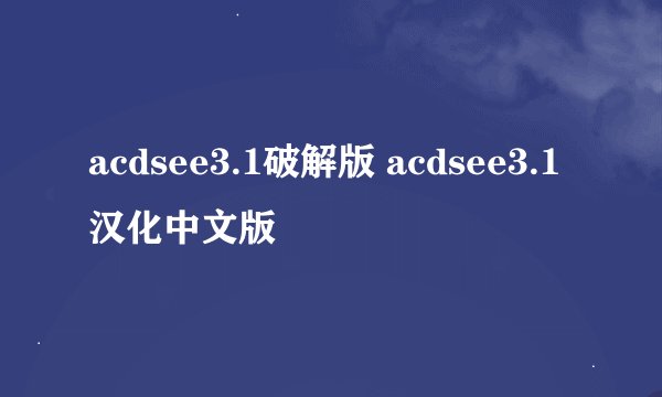 acdsee3.1破解版 acdsee3.1汉化中文版