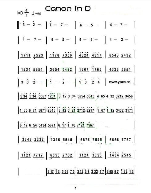 最简单的卡农电子琴简谱