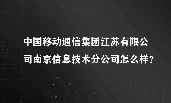 中国移动通信集团江苏有限公司南京信息技术分公司怎么样？