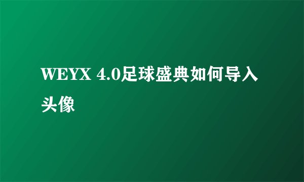 WEYX 4.0足球盛典如何导入头像