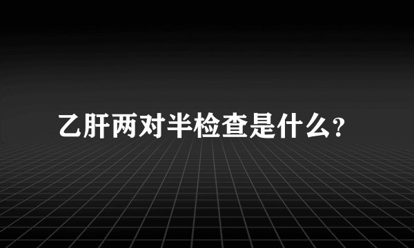 乙肝两对半检查是什么？