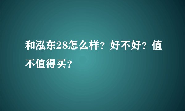 和泓东28怎么样？好不好？值不值得买？