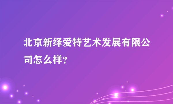 北京新绎爱特艺术发展有限公司怎么样？