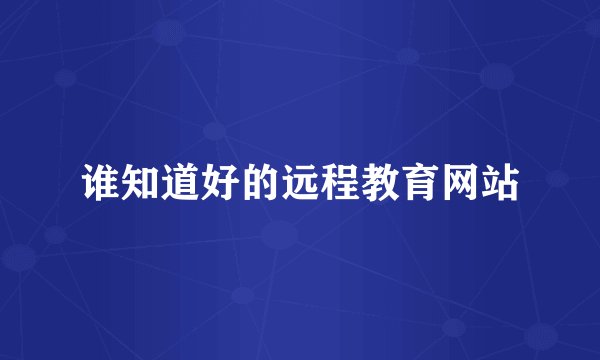 谁知道好的远程教育网站