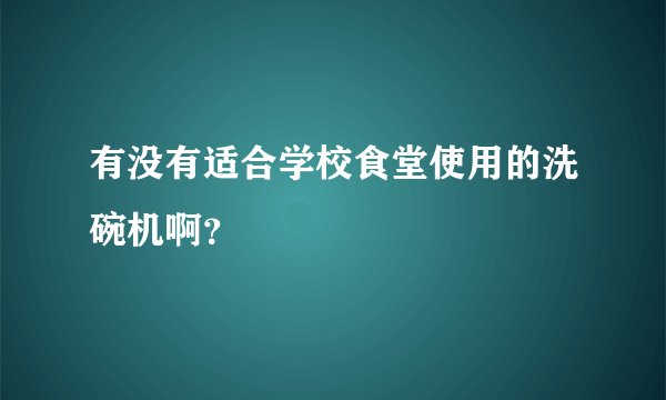 有没有适合学校食堂使用的洗碗机啊？