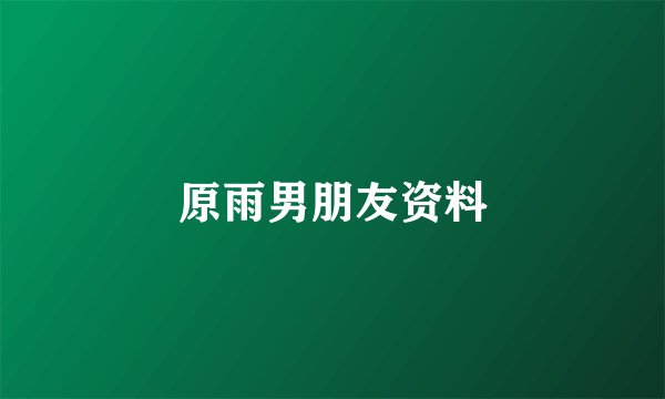 原雨男朋友资料