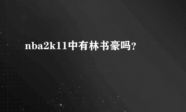nba2k11中有林书豪吗？