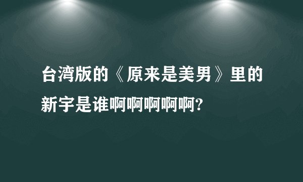 台湾版的《原来是美男》里的新宇是谁啊啊啊啊啊?