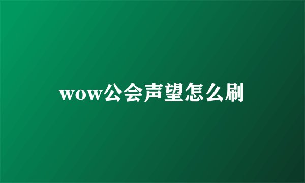 wow公会声望怎么刷