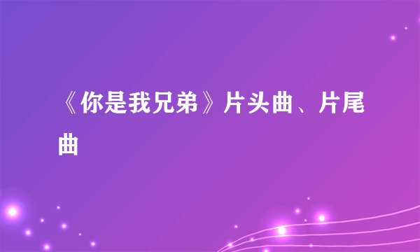 《你是我兄弟》片头曲、片尾曲