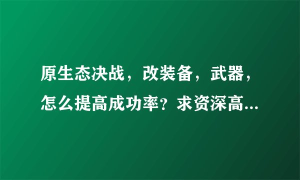 原生态决战，改装备，武器，怎么提高成功率？求资深高人给予指点，实验有效追加30分