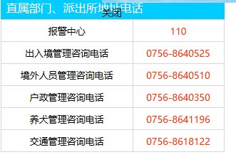 珠海市公安局电话是多少有人知道吗