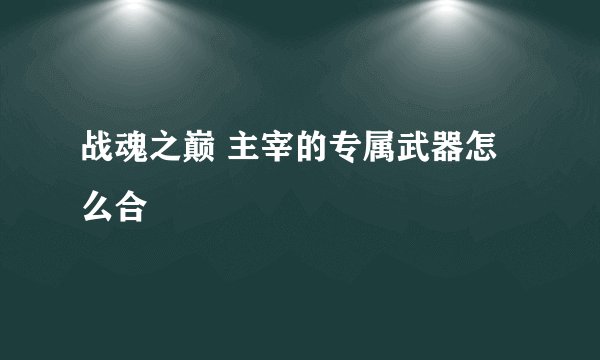 战魂之巅 主宰的专属武器怎么合