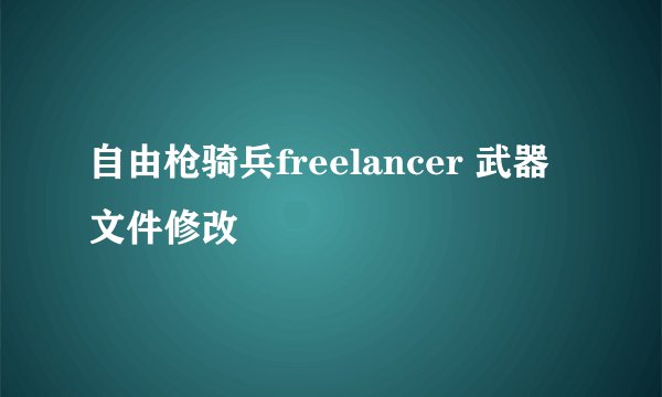 自由枪骑兵freelancer 武器文件修改